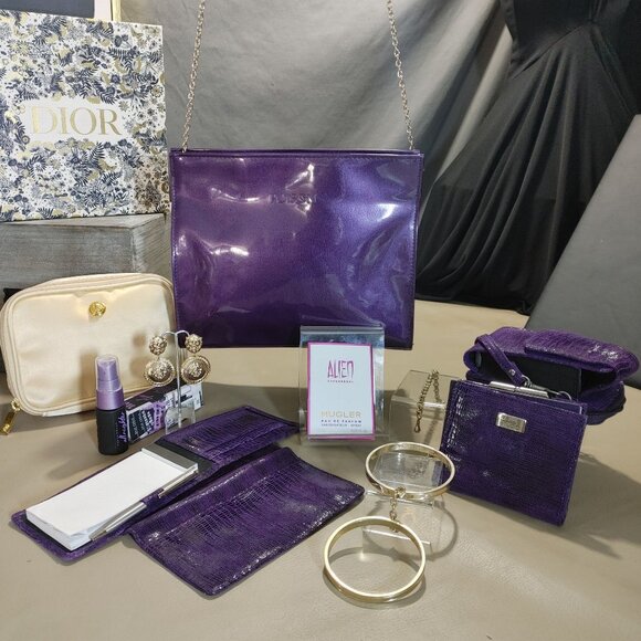 Christian Dior Parfums Purple Patent Shoulder Bag Accessories Bundle - Picture 4 of 7